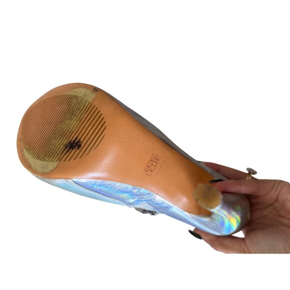 IRIDESCENT Silver Metallic Platform Heels Boots Size US 6 - Picture 6 of 12